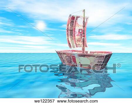Boat with Indian currency notes View Large Photo Image Stock Photo - Boat with Indian currency notes. Fotosearch