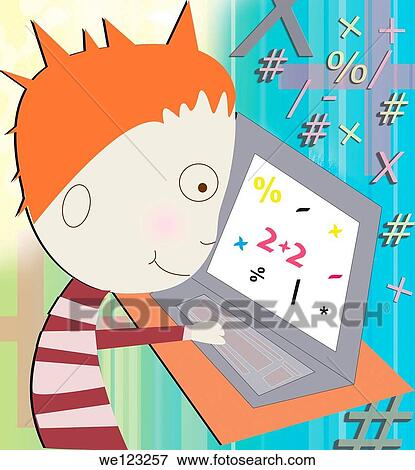 Boy learning on a computer View Large Photo Image Stock Photo - Boy learning on a computer. Fotosearch