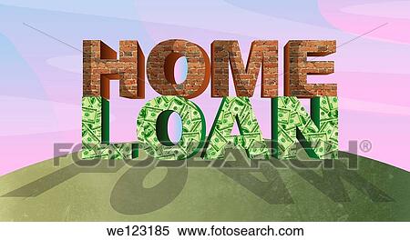 Stock Photography - Bricks and paper currency representing the concept of home loan. Fotosearch