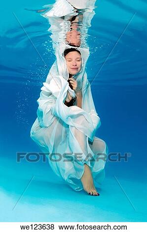 Bride, underwater wedding in a pool View Large Photo Image Stock Photo - Bride, underwater wedding in a pool. Fotosearch