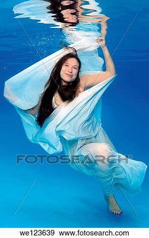 Bride, underwater wedding in a pool View Large Photo Image Stock Photo - Bride, underwater wedding in a pool. Fotosearch