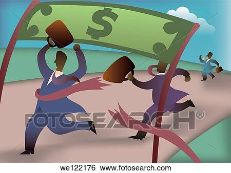 Stock Photograph - Business executives at the finish line in a race. Fotosearch