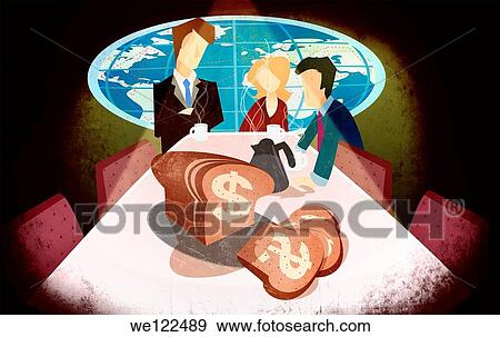 Business executives having money breakfast View Large Photo Image Stock Photo - Business executives having money breakfast. Fotosearch