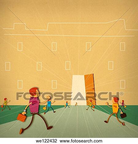 Stock Image - Business executives running. Fotosearch