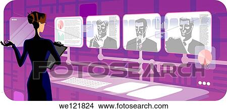Business executives video conferencing in office View Large Photo Image Picture - Business executives video conferencing in office. Fotosearch
