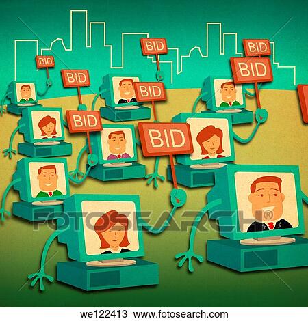 Business people bidding online View Large Photo Image Stock Image - Business people bidding online. Fotosearch