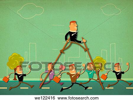 Stock Photograph - Business people running on the road. Fotosearch