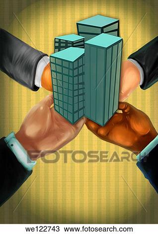 Business people´s hands holding office buildings View Large Photo Image Stock Image - Business people´s hands holding office buildings. Fotosearch