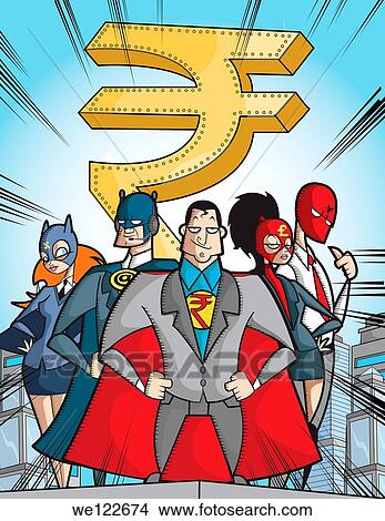 Business super hero with rupee symbol View Large Photo Image Picture - Business super hero with rupee symbol. Fotosearch