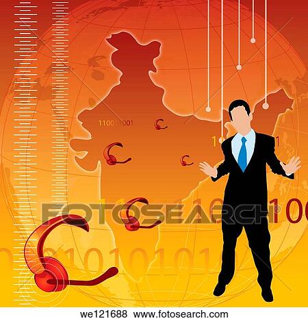 Businessman and headsets with map of India View Large Photo Image Stock Photo - Businessman and headsets with map of India. Fotosearch