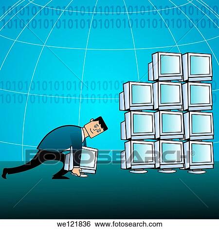 Businessman arranging computers View Large Photo Image Stock Photograph - Businessman arranging computers. Fotosearch