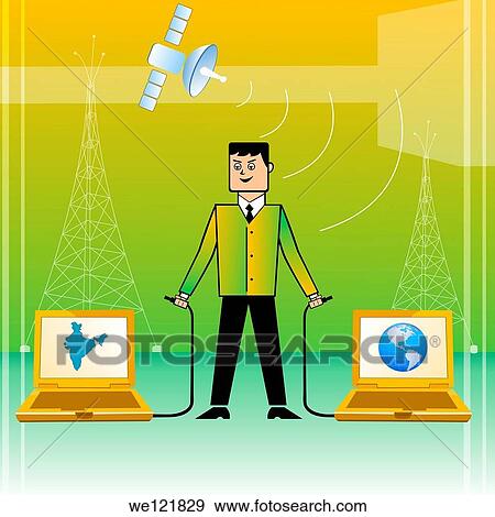 Stock Photo - Businessman connecting India with World. Fotosearch