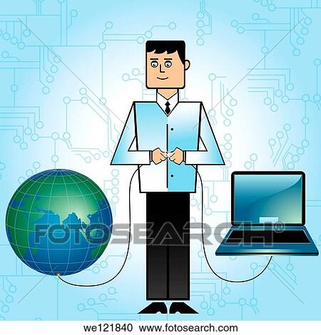 Businessman connecting world with network View Large Photo Image Stock Image - Businessman connecting world with network. Fotosearch