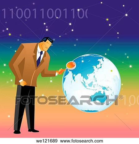 Stock Photo - Businessman examining map of India. Fotosearch