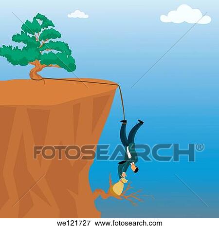 Businessman grabbing a money bag from a cliff View Large Photo Image Stock Photo - Businessman grabbing a money bag from a cliff. Fotosearch
