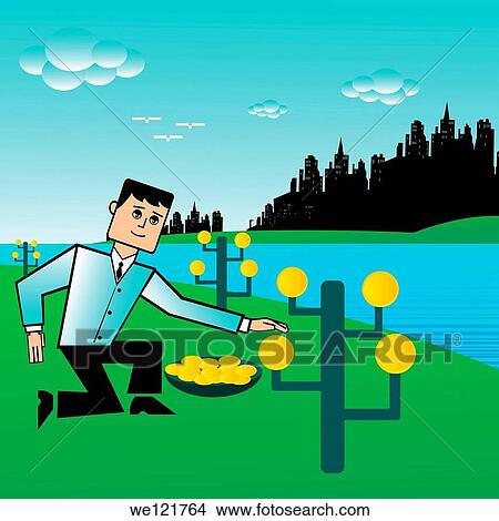 Businessman harvesting money at the riverside View Large Photo Image Picture - Businessman harvesting money at the riverside. Fotosearch