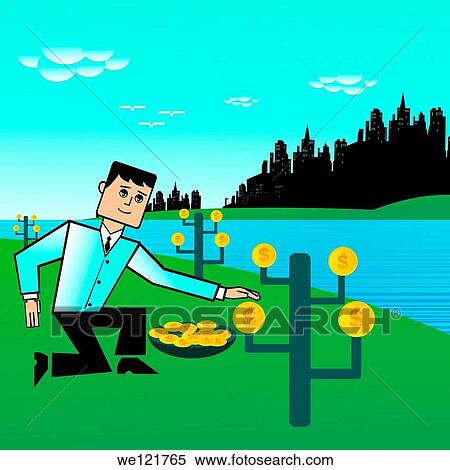 Businessman harvesting money at the riverside View Large Photo Image Stock Photography - Businessman harvesting money at the riverside. Fotosearch