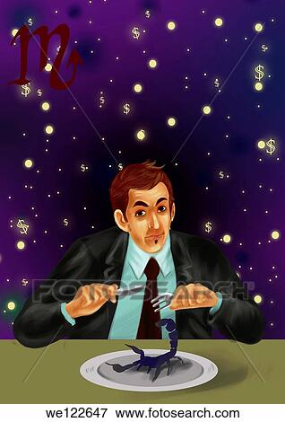 Businessman having scorpion as meal View Large Photo Image Stock Photo - Businessman having scorpion as meal. Fotosearch