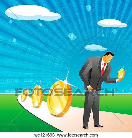 Businessman holding a coin View Large Photo Image Stock Image - Businessman holding a coin. Fotosearch
