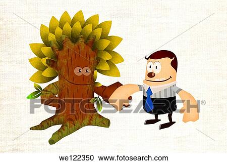 Businessman joining hands with a tree View Large Photo Image Stock Image - Businessman joining hands with a tree. Fotosearch