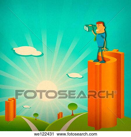 Businessman looking through binoculars View Large Photo Image Stock Image - Businessman looking through binoculars. Fotosearch