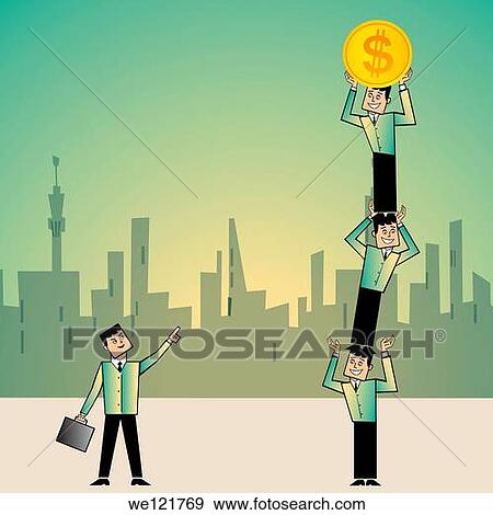 Businessman pointing at his colleague standing one on another with a coin View Large Photo Image Stock Photo - Businessman pointing at his colleague standing one on another with a coin. Fotosearch