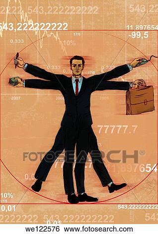 Businessman representing Leonardo da Vinci´s Vitruvian Man View Large Photo Image Stock Photograph - Businessman representing Leonardo da Vinci´s Vitruvian Man. Fotosearch