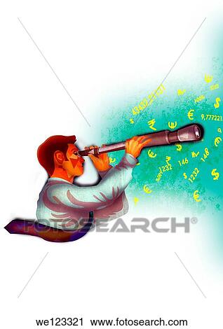 Businessman seeking future prospects looking through hand-held telescope View Large Photo Image Stock Image - Businessman seeking future prospects looking through hand-held telescope. Fotosearch