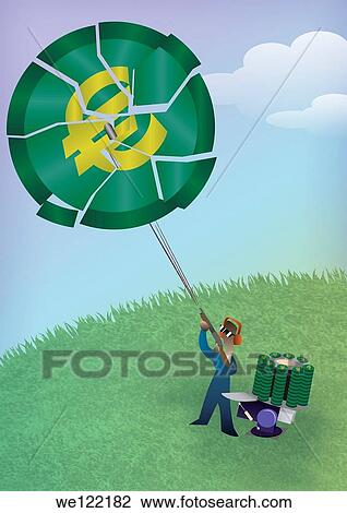 Stock Image - Businessman shooting a coin. Fotosearch