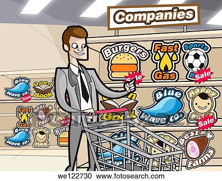 Stock Image - Businessman shopping. Fotosearch