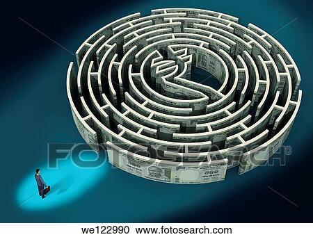 Businessman standing in front of a Indian Rupee maze View Large Photo Image Stock Image - Businessman standing in front of a Indian Rupee maze. Fotosearch