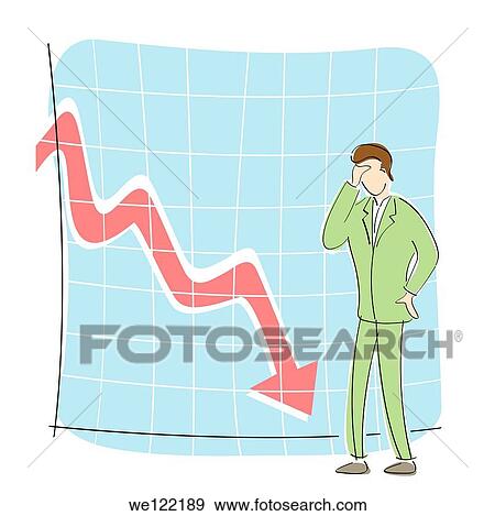 Businessman standing in front of a downward line graph View Large Photo Image Stock Photo - Businessman standing in front of a downward line graph. Fotosearch