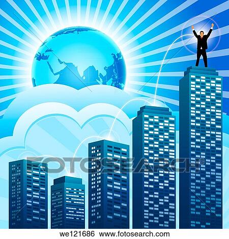 Businessman standing on the top of a building View Large Photo Image Stock Photograph - Businessman standing on the top of a building. Fotosearch
