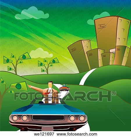 Businessman traveling in a car and pointing sideways View Large Photo Image Stock Photo - Businessman traveling in a car and pointing sideways. Fotosearch
