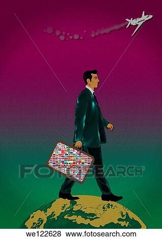 Businessman walking on a globe View Large Photo Image Stock Photo - Businessman walking on a globe. Fotosearch
