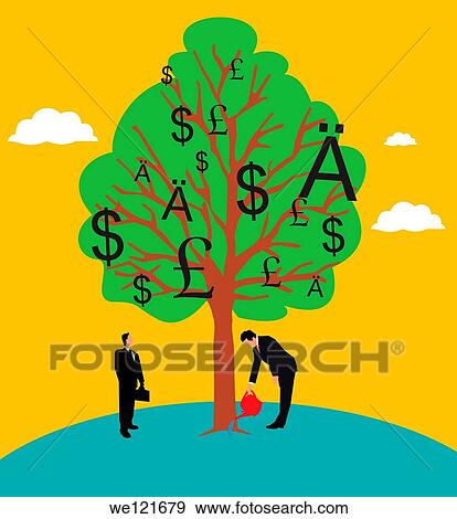 Businessman watering a money tree View Large Photo Image Stock Photo - Businessman watering a money tree. Fotosearch