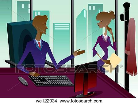Picture - Businessman with his secretary in an office. Fotosearch