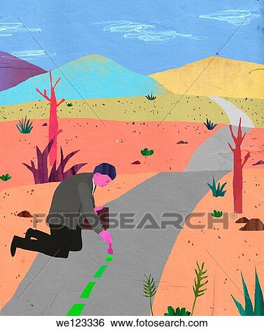 Businessman working on his road to success View Large Photo Image Stock Photograph - Businessman working on his road to success. Fotosearch