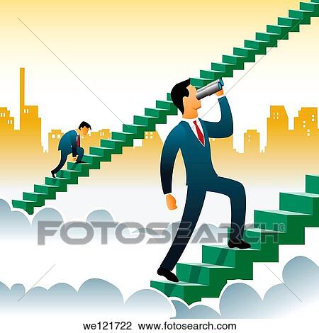 Businessmen climbing up steps over the clouds View Large Photo Image Stock Image - Businessmen climbing up steps over the clouds. Fotosearch