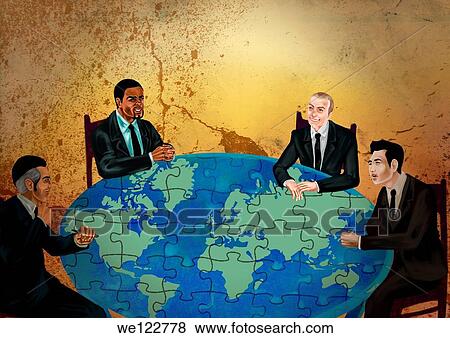 Businessmen discussing on global business View Large Photo Image Stock Photo - Businessmen discussing on global business. Fotosearch