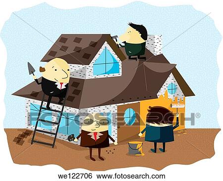 Businessmen doing renovation of a house View Large Photo Image Stock Photograph - Businessmen doing renovation of a house. Fotosearch