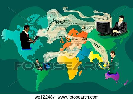 Businessmen online chatting to each other on computers View Large Photo Image Stock Photo - Businessmen online chatting to each other on computers. Fotosearch