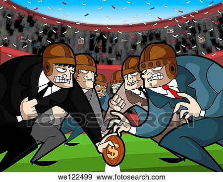 Stock Photo - Businessmen playing rugby. Fotosearch