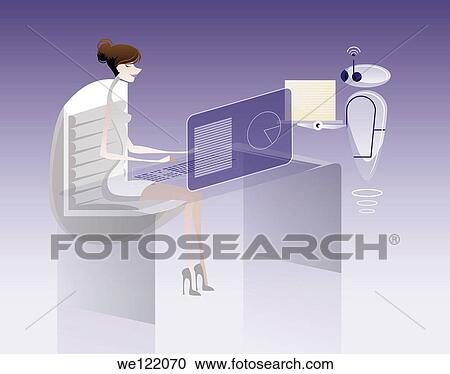 Stock Image - Businesswoman analyzing a report in an office. Fotosearch