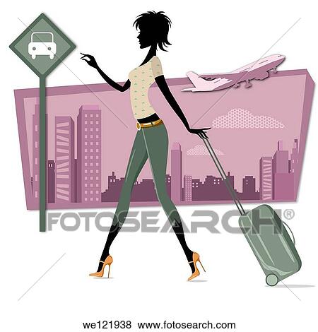 Businesswoman walking with luggage View Large Photo Image Stock Photo - Businesswoman walking with luggage. Fotosearch