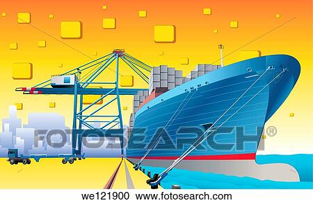 Cargo ship at a dock View Large Photo Image Stock Image - Cargo ship at a dock. Fotosearch