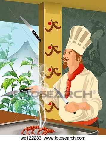 Chef preparing food in a commercial kitchen View Large Photo Image Stock Image - Chef preparing food in a commercial kitchen. Fotosearch