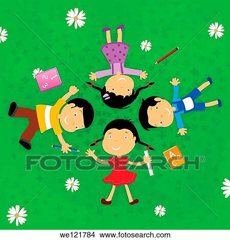 Children lying on grass View Large Photo Image Picture - Children lying on grass. Fotosearch
