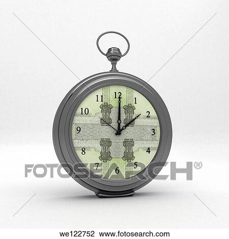 Stock Image - Close-up of a money clock. Fotosearch