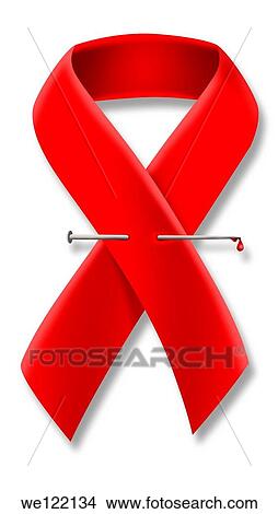 Picture - Close-up of AIDS awareness ribbon. Fotosearch